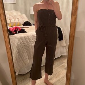 Hunter green strapless jumpsuit